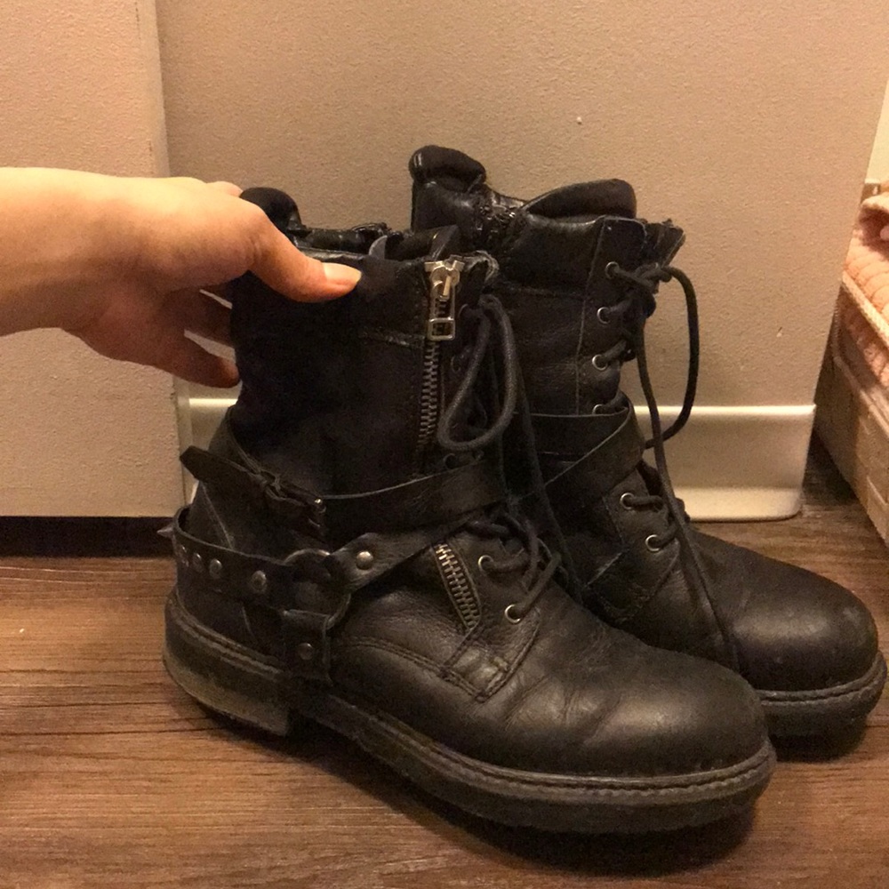 Aldo black combat boots